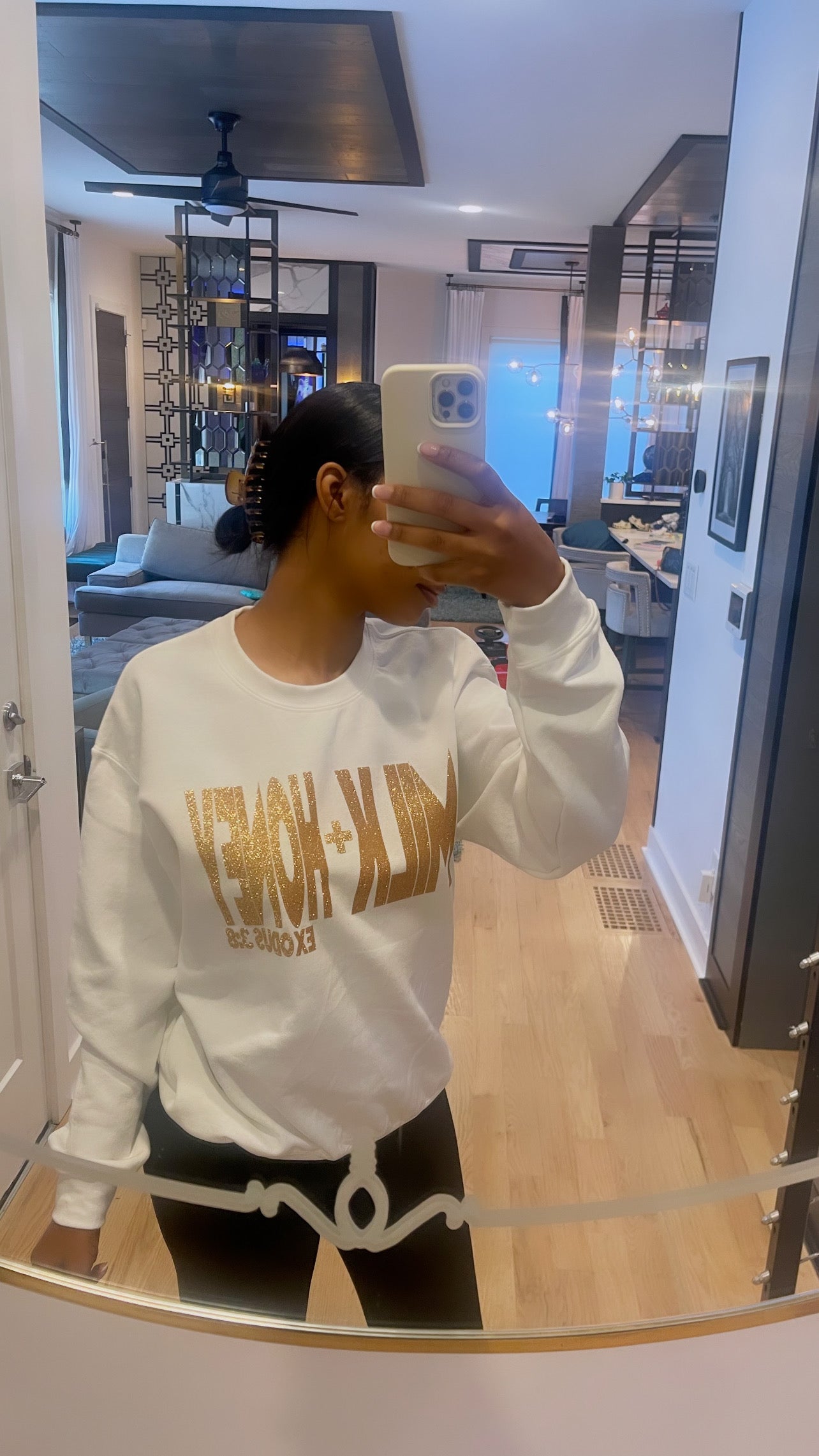 Milk + Honey glitter crewneck